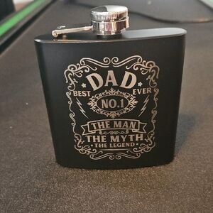 Black Dad Engraved Flask